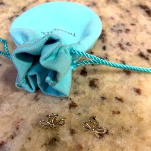 Authentic Tiffany bow stud earrings, worn twice